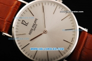 Patek Philippe Calatrava Quartz Movement with Steel Case and Leather Strap