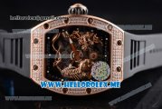 Richard Mille RM 51-01 Tourbillon Tiger and Dragon Asia Manual Winding Rose Gold Case with Seleton Dial and Black Rubber Strap Diamonds Bezel