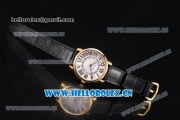 Cartier Rotonde De Tourbillon Asia 6497 Manual Winding Yellow Gold Case with White Dial and Roman Numeral Markers Black Leather Strap