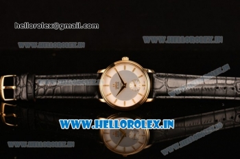 Omega De Ville Co-Axial Swiss ETA 2824 Automatic Yellow Gold Case with Silver Dial and Diamonds Markers