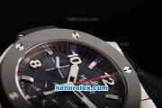 Hublot Big Bang Swiss Valjoux 7750 Chronograph Movement Steel Case with Black Dial and Ceramic Bezel-Black Rubber Strap