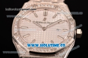 Audemars Piguet Royal Oak 33MM Miyota Quartz Diamonds/Steel Case with White Dial Stick Markers and Diamonds Bezel (EF)