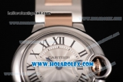 Cartier Ballon Bleu De Small Swiss Quartz Rose Gold/Steel Case with Silver Dial Two Tone Bracelet and Roman Numeral Markers