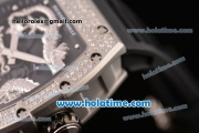 Richard Mille Tourbillon RM 057 Dragon Swiss ETA 2824 Automatic Steel&Diamonds Case with Black Rubber Strap and Silver Dragon Dial - 1:1 Original