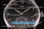 IWC Portuguese Asia 6497 Manual Winding Steel Case with Black Dial and Arbaic Numeral Markers