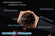 Omega Constellation Swiss ETA Quartz Rose Gold Case with Black Dial and Black Rubber Strap