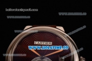 Cartier Rotonde De Swiss Quartz Steel Case with Brown Guilloche Dial and Brown Leather Strap