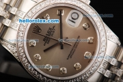 Rolex Datejust Automatic Movement Grey Dial with Diamond Markers and Diamond Bezel