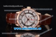 Girard Perregaux 1966 Dual Time Clone Girard Perregaux GP03300-0119 Automatic Rose Gold Case with White Dial Stick/Arabic Numeral Markers and Brown Leather Strap