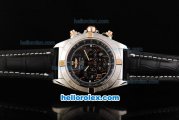 Breitling Chronomat B01 Chronograph Miyota Quartz Movement Rose Gold Roman Markers with Black Dial and Black Leather Strap-New Model