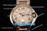 Cartier Ballon Bleu De Small Swiss ETA Quartz Full Steel with White Dial and Black Roman Numeral Markers