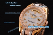 Rolex Masterpiece 2813 Auotmatic Three Tone Case/Strap with Diamond Markers and White Dial ETA Coating