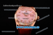 Rolex Day-Date Asia 2813/Swiss ETA 2836/Clone Rolex 3135 Automatic Rose Gold Case with Diamonds Markers and Pink MOP Dial (BP)