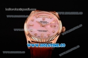 Rolex Day-Date Asia 2813/Swiss ETA 2836/Clone Rolex 3135 Automatic Rose Gold Case with Diamonds Markers and Pink MOP Dial (BP)