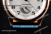 Longines Master Power Reserve Swiss ETA 2824 Automatic Rose Gold Case with White Dial and Brown Leather Strap Arabic Numeral Markers