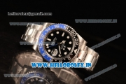 Rolex GMT-Master II Clone Rolex 3186 Automatic 904 Steel Case Black Dial With Dots Markers Steel Bracelet - 1:1 Original(NOOB)