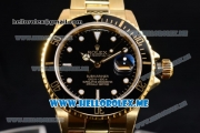 Rolex Submariner Clone Rolex 3135 Automatic Yellow Gold Case/Bracelet with Black Dial and Dot Markers (BP)