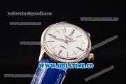 Rolex Cellini Time Asia 2813 Automatic Steel Case with White Dial Blue Leather Strap and Stick/Roman Numeral Markers