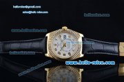 Rolex Sky-Dweller Asia 2813 Automatic Gold Case with Black Leather Strap and White Dial