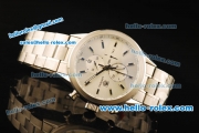 Tag Heuer Carrera Chronograph Miyota Quartz Movement Full Steel with Silver Dial and Stick Markers-7750 Coating