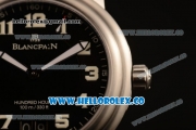 BlancPain Hundred Hours Japanese Miyota 9015 Automatic Steel Case with Black Dial and Black Rubber Strap - (AAAF)