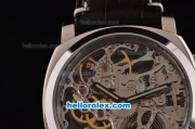 Panerai Luminor Marina Skeleton 3836 Manual Winding Steel Case with Skeleton Dial and Black Leather Strap