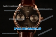IWC Portuguese Automatic Clone IWC 52010 Automatic Rose Gold Case with Gray Dial and Brown Leather Strap - (AAAF)