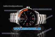 Omega Seamaster Planet Ocean 600M Clone Omega 8900 Automatic Stainless Steel Case/Bracelet with Black Dial and Orange Arabic Numeral Markers (BP)