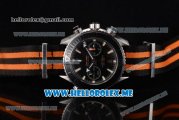 Omega Seamaster Planet Ocean Chronograph Swiss Valjoux 7750 Automatic Steel Case with Black Dial and Stick Markers Black/Orange Nylon Strap (EF)