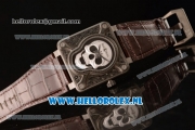 Bell & Ross BR 01-92 Burning Skull Asia Automatic Steel Case with Skull Dial and Brown Genuine Leather