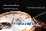 Audemars Piguet Jules Audemars Tourbillon Grande Date Swiss Tourbillon Manual Winding Rose Gold Case with White Dial and Brown Leather Strap (TF)