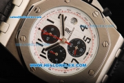 Audemars Piguet Royal Oak Chronograph Quartz Movement Steel Case with White Dial and Black Leather Strap