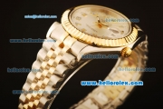 Rolex Datejust II Swiss ETA 2836 Automatic Full Steel with Yellow Gold Bezel and Silver Dial-Two Tone Strap