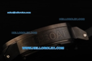 U-BOAT IFO Left Hook Automatic PVD Bezel with Black Dial and Leather Strap-Black Carbon Marking