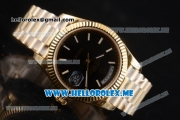 Rolex Day-Date Clone Rolex 3255 Automatic Yellow Gold Case/Bracelet with Black Dial and Stick Markers