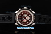 Breitling Chrono-Matic Chronograph Quartz Movement PVD Bezel-Stick Markers with Brown Dial and Silver Subdials-Black Rubber Strap Breitling Chrono-Matic Chronograph Quartz Movement PVD Bezel-Stick Markers with Brown Dial and Silver Subdials-Black Rubber Strap