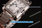 Cartier Tank Anglaise Miyota Quartz Stainless Steel Case/Bracelet Stick Markers and Sliver Dial