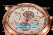 IWC Pilot's Watch Spitfire Chrono Miyota Quartz Rose Gold Case with Brown Leather Strap White Dial and Arabic Numeral Markers