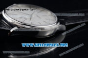 Rolex Cellini Clone Rolex 3132 Automatic Steel Case with White Dial Black Leather Strap - (BP)