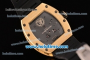 Richard Mille Tourbillon RM 057 Dragon Swiss ETA 2824 Automatic Yellow Gold&Diamonds Case with Black Rubber Strap and Gold Dragon Dial - 1:1 Original