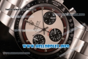 Rolex Daytona Vintage Chrono Miyota OS20 Quartz Steel Case/Bracelet with White Dial and Silver Markers - Brown Inner Bezel