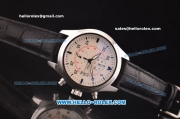 IWC Pilot's Chronograph Miyota Quartz Steel Case with White Dial and Black Leather Strap