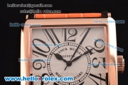 Franck Muller Master Square Swiss Quartz Rose Gold Case with White Dial Numeral Markers and Orange Leather Strap