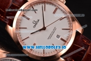 Omega De Ville Tresor Master Co-Axial Swiss ETA 2824 Automatic Rose Gold Case with Brown Leather Strap and White Dial