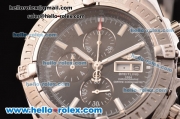 Breitling Chronomat Evolution Chrono Miyota OS10 Quartz Steel Case with Black Dial and Black Leather Strap