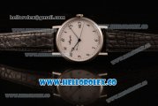 Breguet Classique Miyota 9015 Automatic Steel Case with White Dial and Black Leather Strap Arabic Numeral Markers - (AAAF)