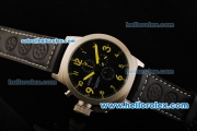 U-BOAT Italo Fontana Flightdeck Chronograph Quartz Black Dial with Yellow Number Marking,White Bezel and Leather Strap