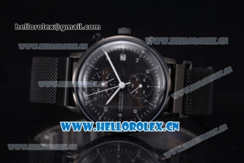 Junghans Max Bill Chronoscope Miyota OS10 Quartz PVD Case/Bracelet Black Dial and Arabic Number/Stick Markers