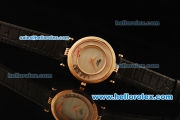 Chopard Happy Sport Swiss Quartz Movement Rose Gold Case with MOP Dial and Black Leather Strap