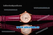 Rolex Cellini Time Asia 2813 Automatic Rose Gold Case with Beige Dial Burgundy Leather Strap and Stick Markers